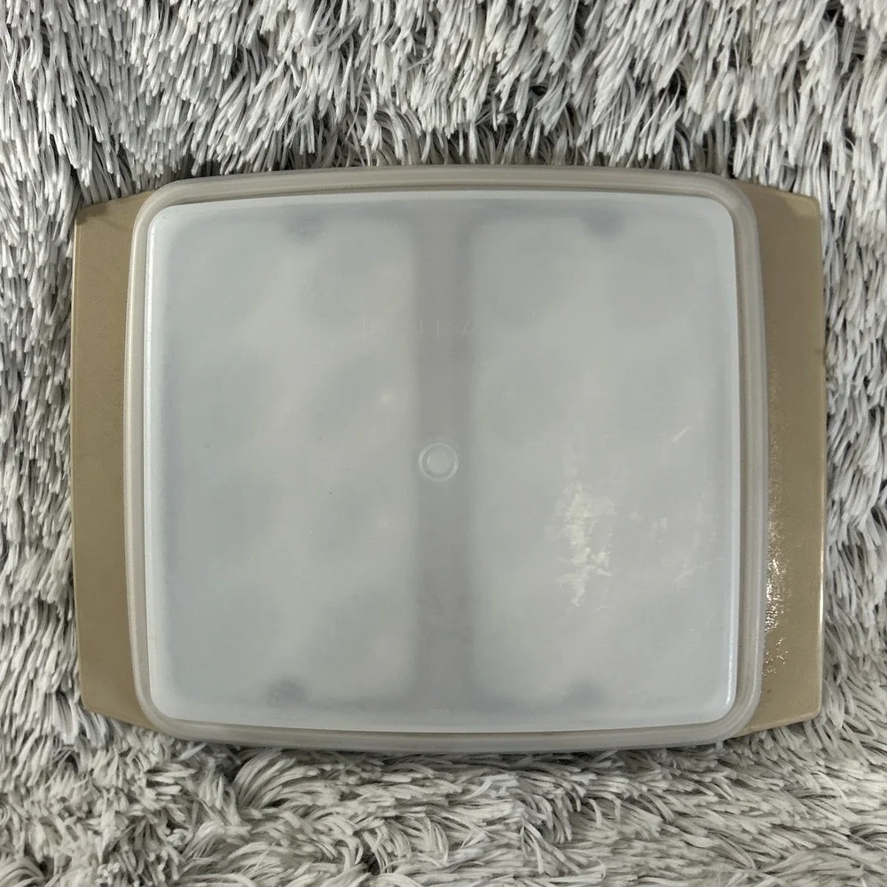 Vintage Tupperware Deviled Egg Carrier Beige White Double Tray 16 Egg Server USA